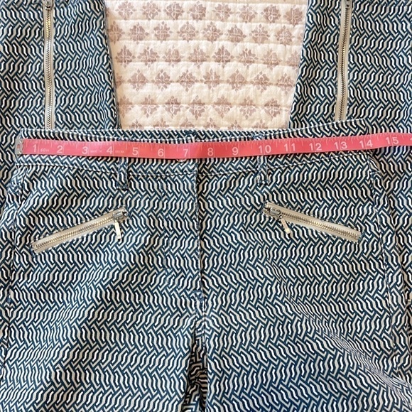 J. McLaughlin Baxter Jean Micro Aegean Link Print Zipper Ankles Navy Blue Size 2 - Picture 9 of 17